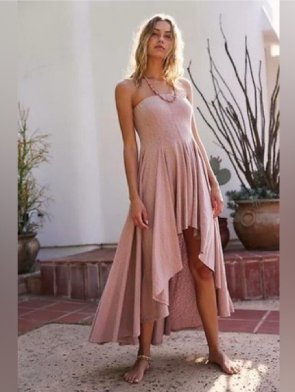 Free People Beach Mauve Rhone Strapless Maxi Dress L NWT
